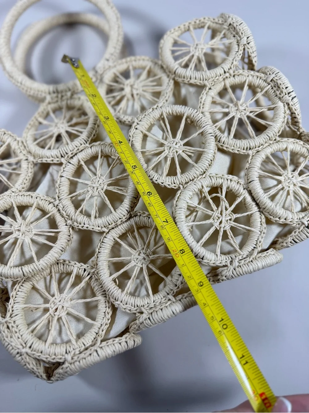 Source Unknown Handwoven Circle Tote in Cream